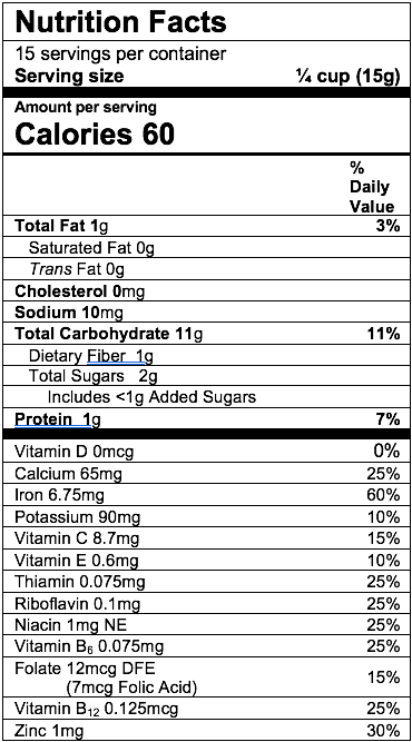 Nutrition Facts Oatmeal Banana